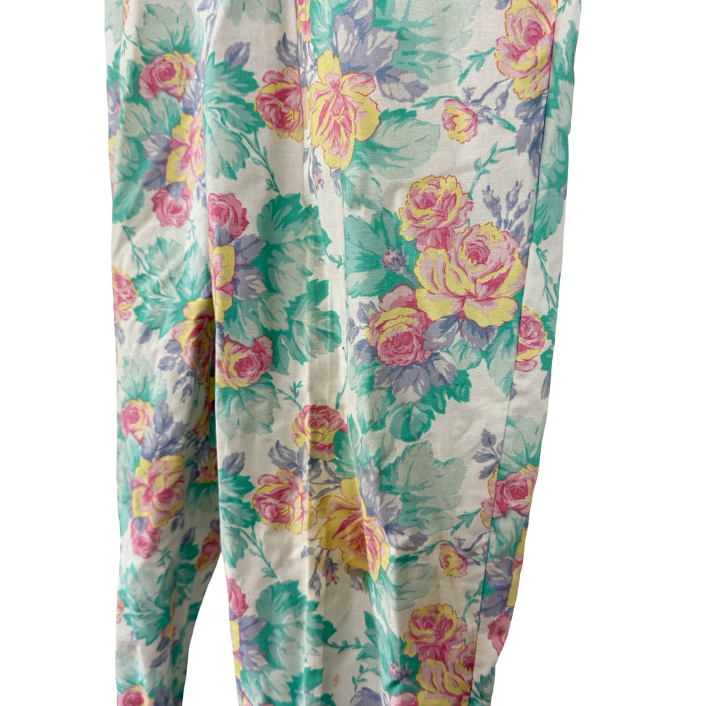 Chic Vintage Floral High Wiast 80s Pastel Pants USA Made Womens sz 24 x 27 - Picture 9 of 16